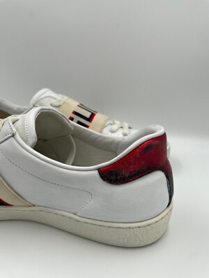 Gucci 523469 Ace Stripe Low Trainer Leather Sneakers Shoes White