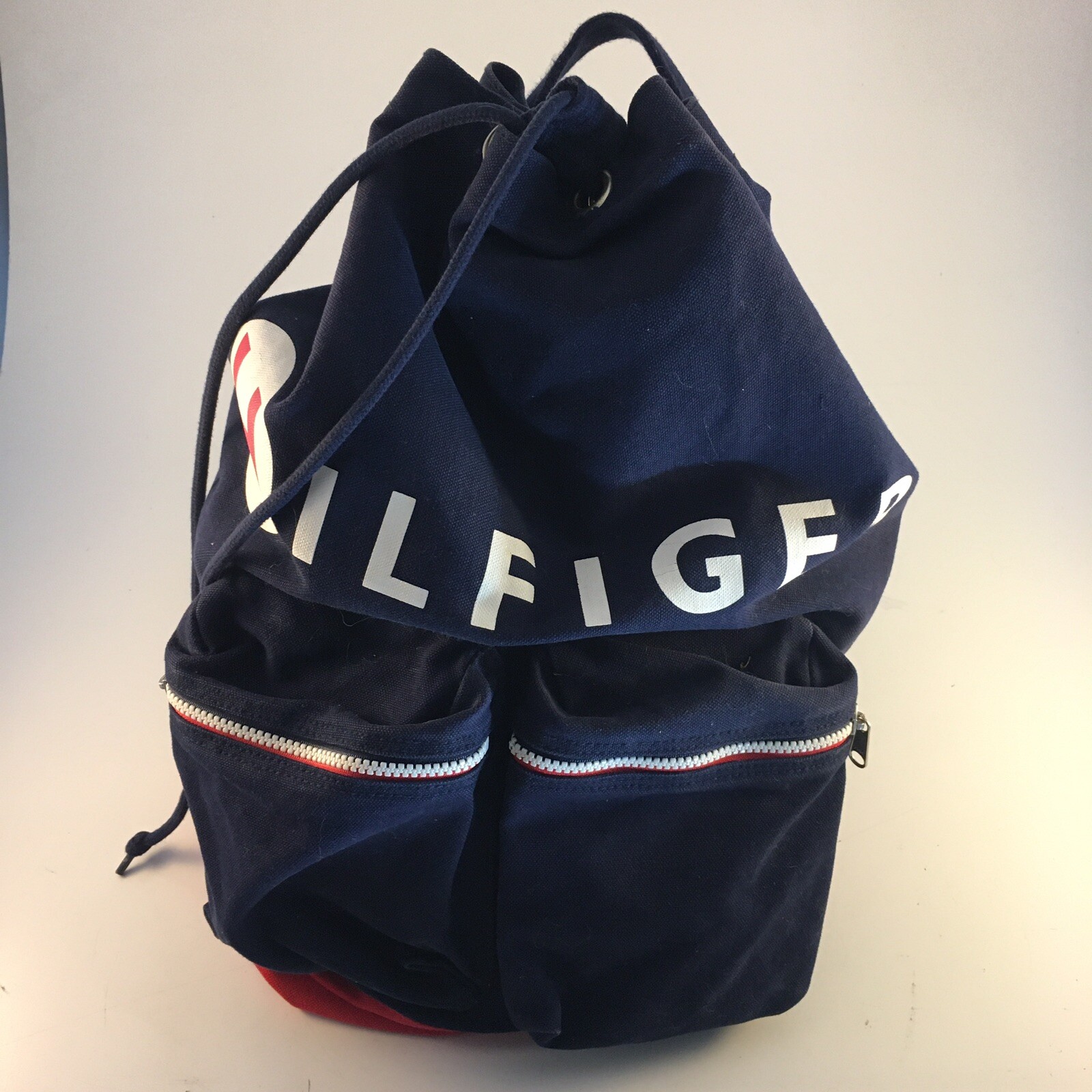 Vintage Tommy Hilfiger Drawstring Rucksack Bag Tote w/ Shoulder Strap RARE LOGO image 4