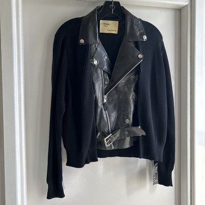 Toga Pulla Archives BNWT Vinyl & Cotton Biker Cardigan Size 2