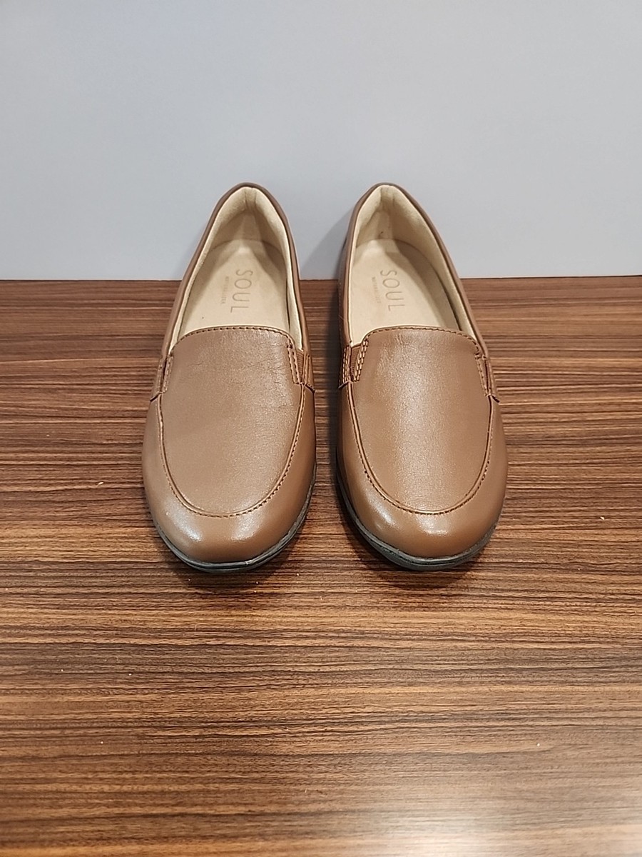 SOUL Naturalizer Womens Kacy Tan Leather Loafers Shoes Wide C