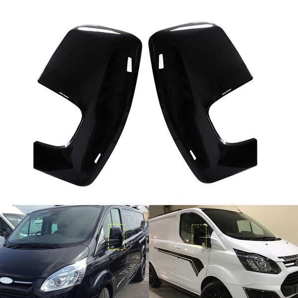 Ford Transit Custom 2012-2020 TüRspiegel Abdeckung Glanz Schwarz Links+Rechts-image