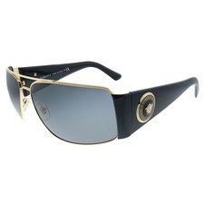 New Versace VE 2163 100287 Gold Metal Aviator Sunglasses Grey Lens