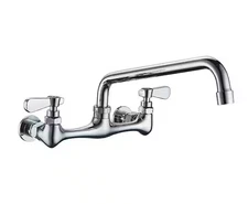 BWE 2-Handle Wall Mount Kitchen Faucet With 8 Inch Swivel Spout Polished Chrome