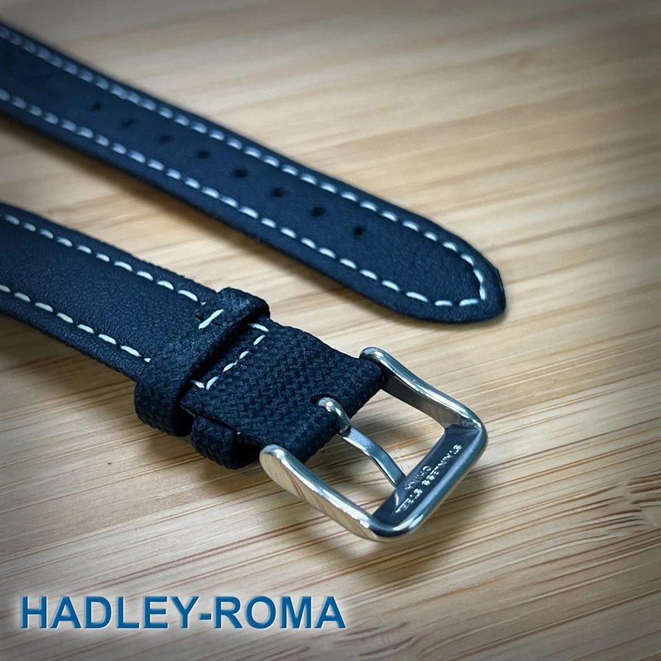 Correa de reloj de tela de vela ultra suave de alta calidad - 18 mm blanca - cuero vegano Foto 2 de 2