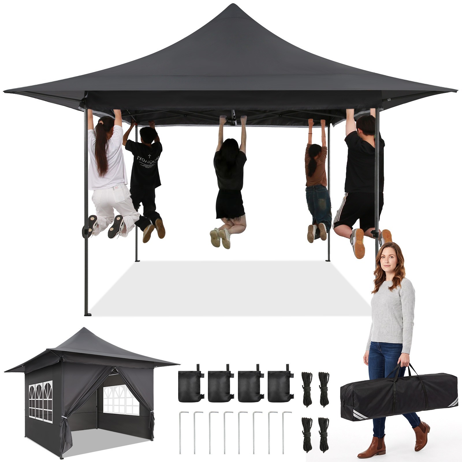 Heavy Duty Waterproof Gazebo Party Tent Height Adjustable