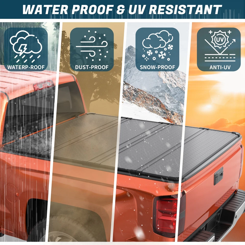 5.7 /5.8FT 4-Fold Hard Tonneau Cover For 2009-2025 Ram 1500 Truck Bed Waterproof Foto 4 de 4