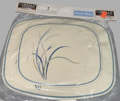 Vtg Corelle Coordinates COASTAL BREEZE Stove & Counter Mat Trivet Set of 2 NEW