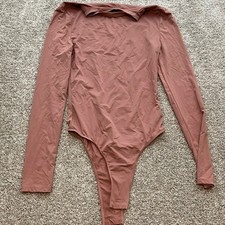 Mauve Women's Long Sleeve Bodysuit in Warm Mauve size Small One Piece