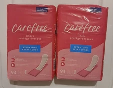 Lot Of 2-(186 Liners)Carefree Extra Long Liners, Unscented, Individually Wrapped