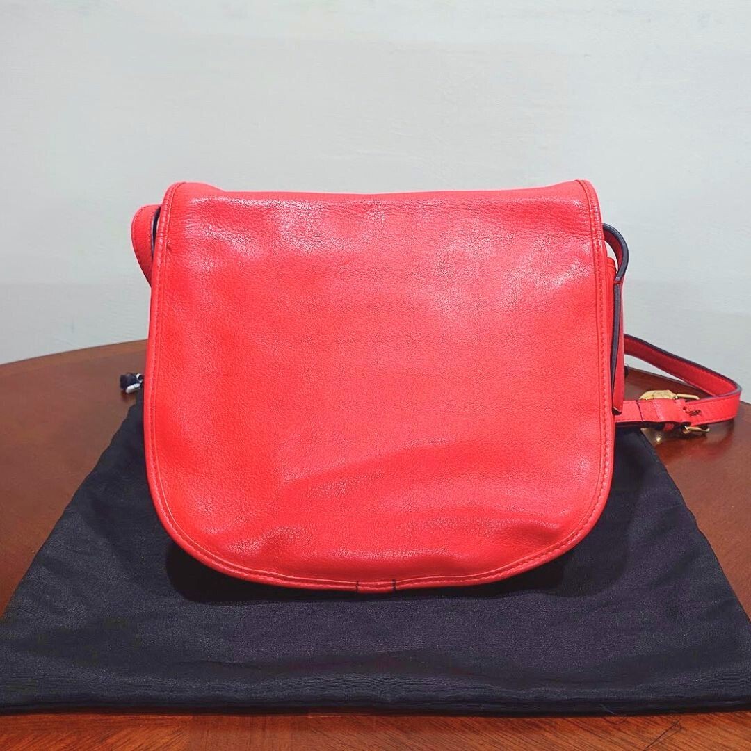 Rare LOEWE Anagram Shoulder Bag Pochette Tassel Fringe Leather Red Snail Charm F image 2