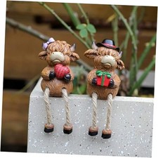 Highland Cow Hanging Feet Figurines - Resin H...