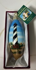 Old World Christmas Ornament Reverse Painted Cape Hatteras Lighthouse 5"