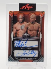 MIKE TYSON/FLOYD MAYWEATHER JR 2025 LEAF METAL ORANGE DUAL AUTO #DA-18 1/8 Q3474