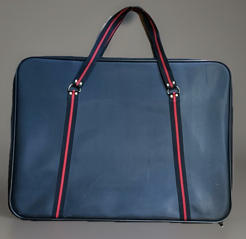 Vintage Stebco Tufide weiche Aktentasche Kunst Portfolio Tasche 2-Wege Reißverschluss Griffe blau rot - Bild 11 von 20