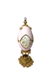 Vintage Wind Up Musical Pink  Gold Accents Goose Eye This Old Man 