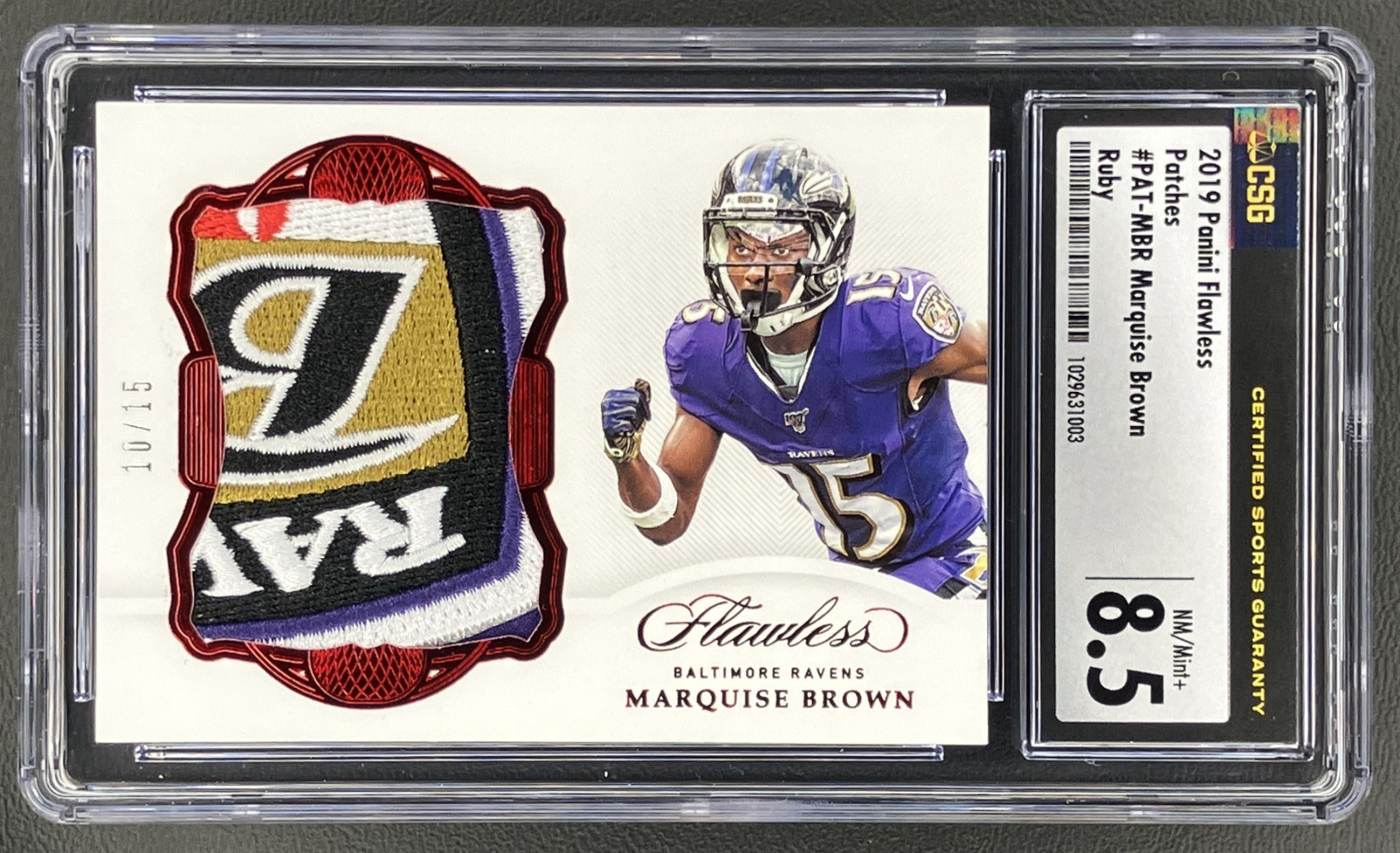 Marquise Brown Panini Flawless Rookie Patches #MBR Ruby