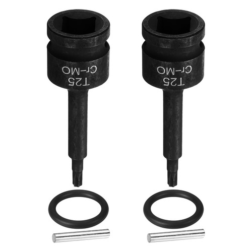 HARFINGTON 2-Pack 1/2" Drive Torx Bit Socket – T25 Impact, 6-Point Star, CR-MO Steel With O-Ring & Cotter Pin
