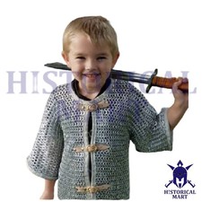 Medieval Kids Chainmail Shirt 16G Aluminum Armor Butted Flat Riveted Silver Cost