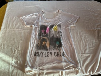 MOTLEY CRUE Women's Cut-Up / Distressed T-Shirt by Chaser sz L Stretch