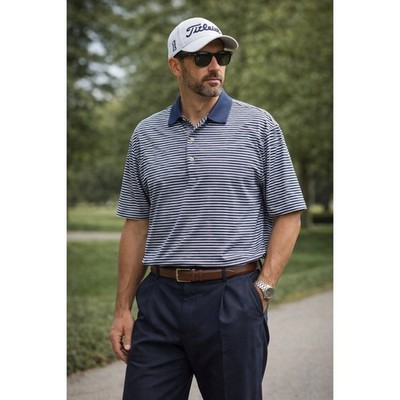Peter Millar Pilot Mill Cedar Cotton Golf Polo Shirt White Blue Stripe XL