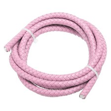 6mm Round Braided Leather Cord for Crafts Jewelry Making, Pink 1.1Yards