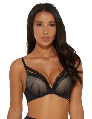 Gossard Sheer Seduction Plunge BH 15201 Sexy Damen Gepolsterter BH Schwarz