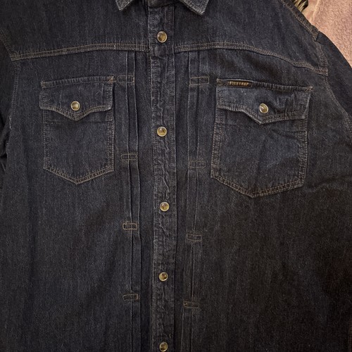 Mens Firetrap 100% Cotton Dark Blue Long Sleeve Denim Shirt Size Large. - Picture 14 of 15