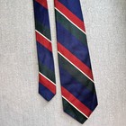 Brooks Brothers Tie Mens Navy Green Gold 100% Silk Repeated Stripe USA Preppy