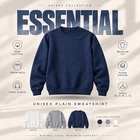 Unisex 100% Cotton Plain Crew Neck Sweatshirt Jumper XS-XL Grey Navy White Uk