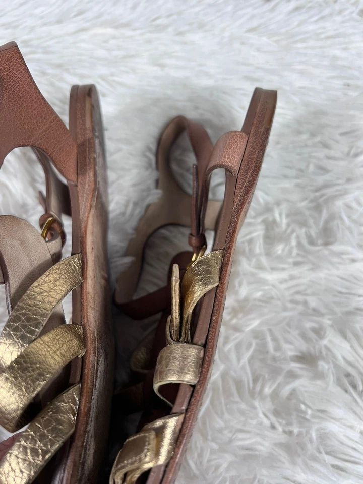 Zapatos Miu Miu Mujer Talla 38 (7.5) Sandalias Gladiador Hechos en Italia Hebilla de Cuero Foto 3 de 4