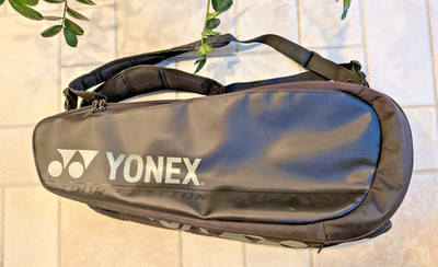 Yonex Tour Edition Tennis Bag 6 Racket Black/Silver Neon Green Lining Backpack
