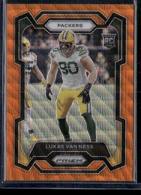 2023 Panini Prizm Lukas Van Ness Orange Wave Prizm RC /60 #336 Green Bay Packers