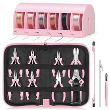 Jewelry Pliers Set Jeweler Making Tools with 6 Rolls Beading Wire Kit for Jew...