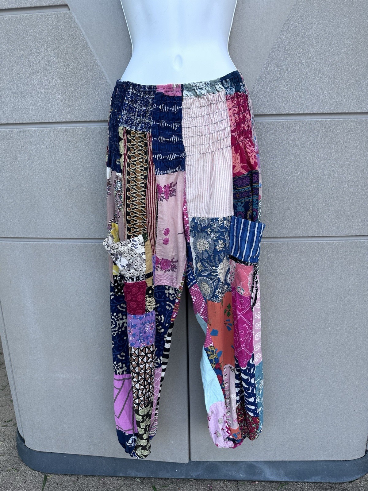 Wayan Hippie Boho Multicolor Patchwork Jogger Pan… - image 1