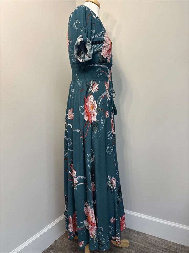 Maxis Jaase cosido a mano en el cobertizo floral inspirado en Asia cintura ajustada talla M Foto 2 de 4