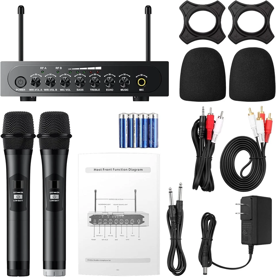 PROZOR UHF Wireless Microphone - Dual Handheld Microphone Support Bluetooth Rece - Image 2 of 4