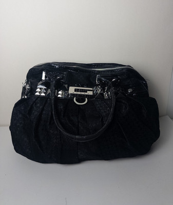 Y2K Leather Shoulder Bag Womens Guess Black Goth Black Croc Hobo