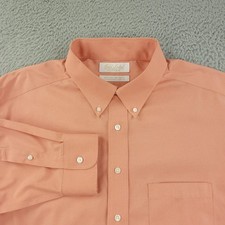 Roundtree Yorke Gold Label Dress Shirt Mens 17 Fitted Orange Non Iron Cotton