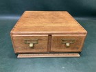 Antique 2-Drawer Oak Wood Card Catalog File Cabinet Library Dovetailed
