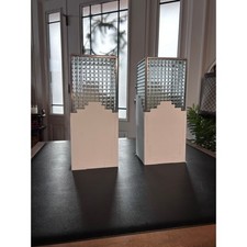 Pair Fredrick Ramond Art Deco Glass Block Wall Sconces Stepped Geometric