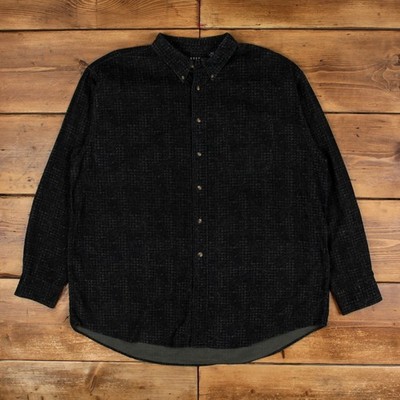 Trader Bay Cordhemd XL Tall Herren Knopf Baumwolle grün Paisley gemustert