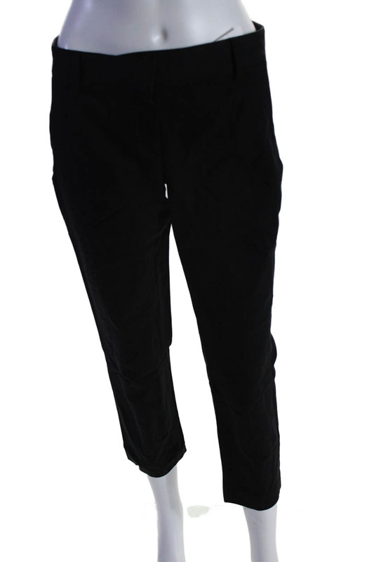 Theory Womens Mid Rise Yanette Bi Stretch Slim Leg Pants Black Cotton Size 4