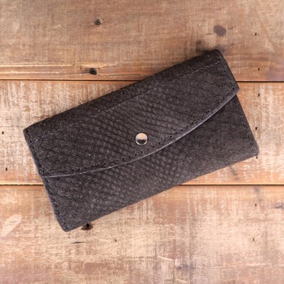 Women's Python Black Suede Clutch