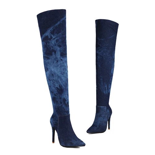 Women Over The Knee Thigh High Boots Pointy Toe High Heels Zip Boots Shoes Size - Bild 26 von 33