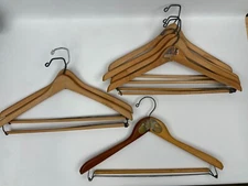 Lot 7 Vtg Wood Coat Suit Hanger - Asstd Wishbone Batts, Curlee Clothes Made USA