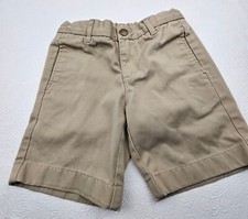 Lands End kids Little Girls Size 6 Bermuda Shorts Adjustable Waist Tan Uniform