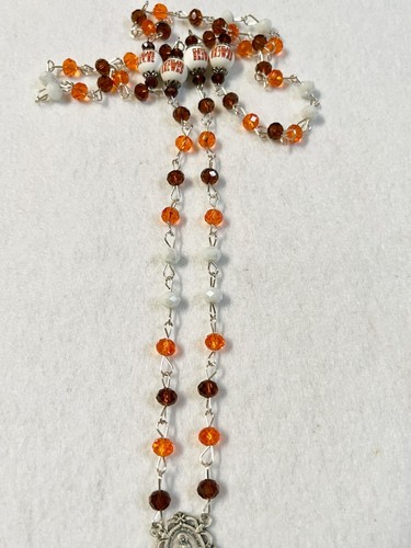 CLEVELAND BROWNS ROSARY NECKLACE JEWELRY GLASS BEADED NFL LOGO FOOTBALL ORNAMENT - Picture 8 of 8