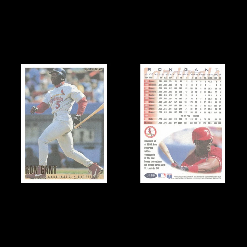 Ron Gant #U189 1996 Fleer Update St. Louis Cardinals Baseball Card MLB NM - Image 3 of 3