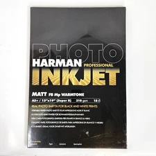 HARMAN A3 Photo Inkjet Baryta Paper Matte FB MP Warmtone 15 Sheets 13”x19”