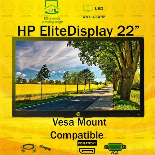 HP EliteDisplay E222 22" FHD 1920x1080 IPS LED LCD Monitor Vesa Mount HDMI DP - Picture 1 of 1
